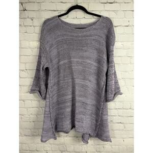 Skif Skifo 3/4 Sleeve Melange Knit Boxy Loose Top Sweater Tunic OS Purple